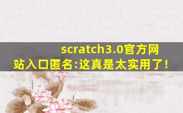 scratch3.0官方网站入口匿名:这真是太实用了！